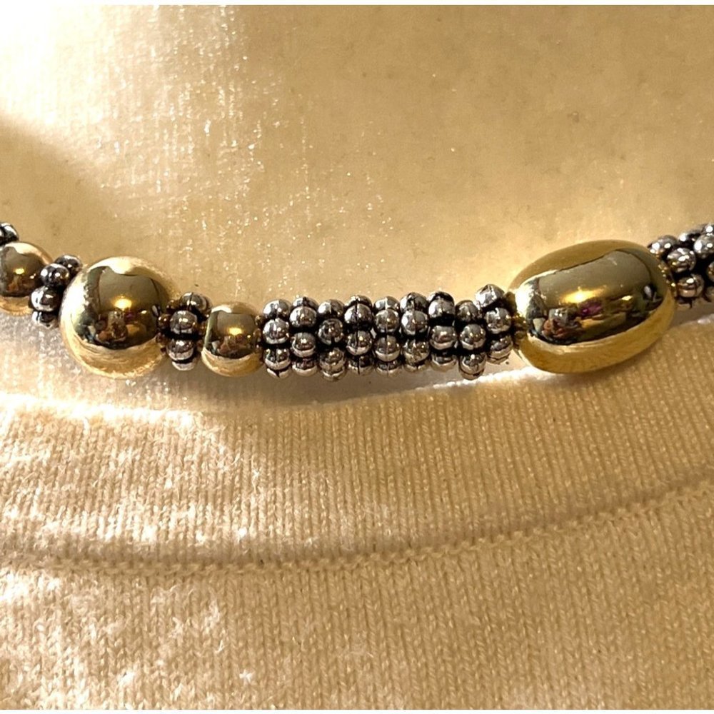 Vintage Napier Silver and Gold Necklace -- 16" - Picture 4 of 7